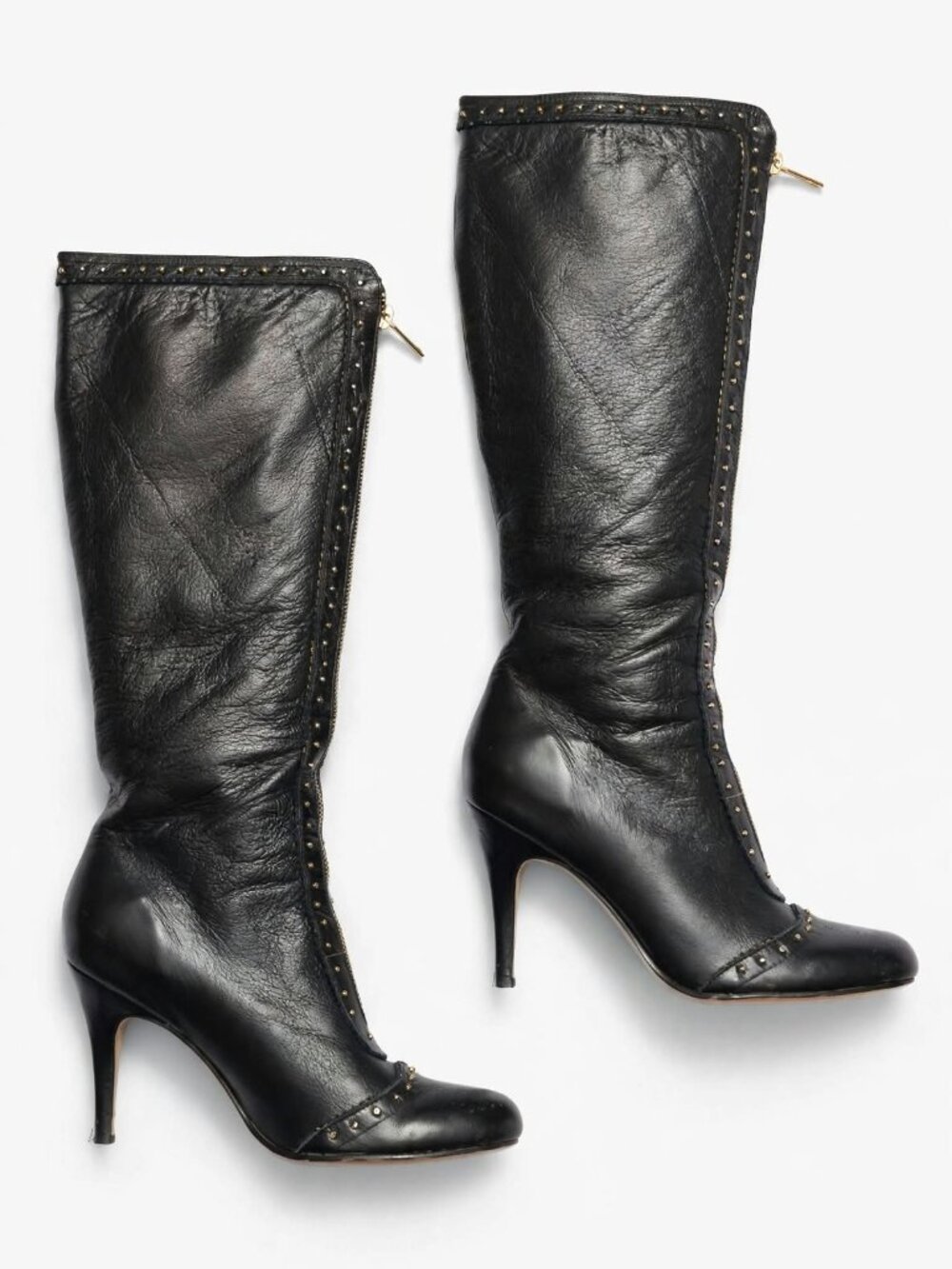 Women' Sam Edelmam Boots RARE  Vintage Y2K  Black Leather OTK Thigh High Size 10 - Picture 3 of 5